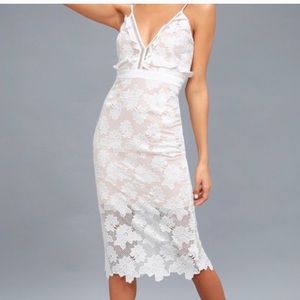 Bardot Vienna White Lace Midi Dress